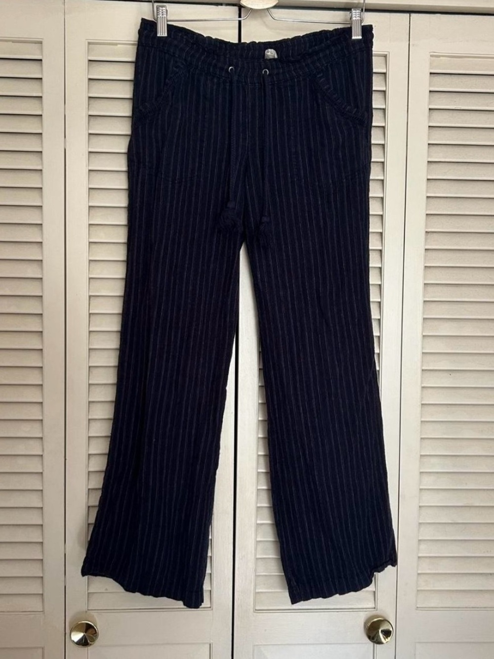 Jolt navy blue pinstripe pants with drawstring waist, size 11